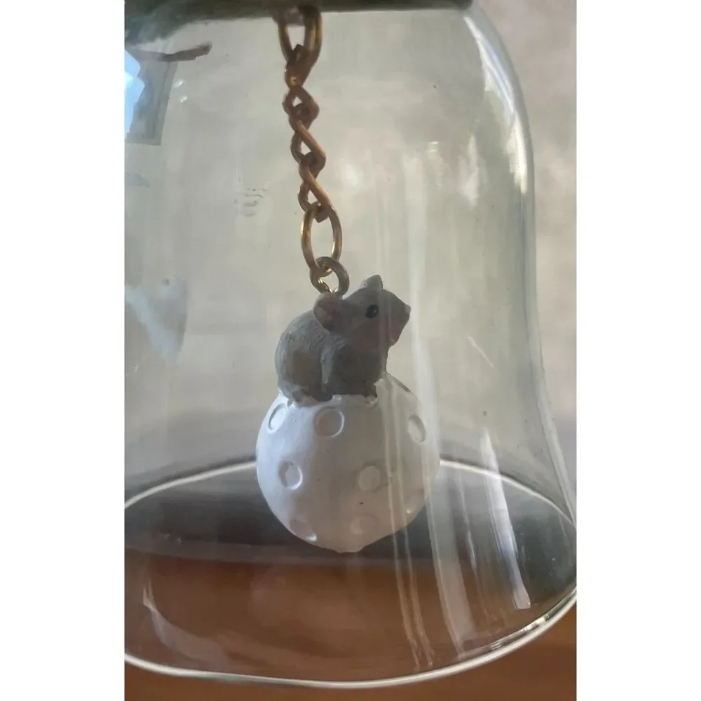 Vintage Giftcraft Golf Gnome Glass Bell Mouse Golf Ball Clapper Collectible